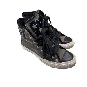 Converse Chuck Taylor All Star High Top Studded Stars Stripes Silver Grey 6.5